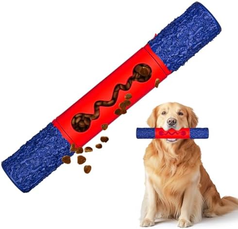 Stick Interactive Dog Toy 9” in Outdoor Dog Toy for Aggressive Chewers Tough Natural Rubber Chew Toys (Blue&Red)