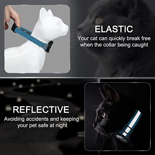 Reflective AirTag Cat Collar, Integrated Cat Collar with Air Tag Holder | Built in AirTag Holder, Adjustable 7-13in for Cats, Kittens and Puppies, Safety Elastic Band, Reflective for Night Walking