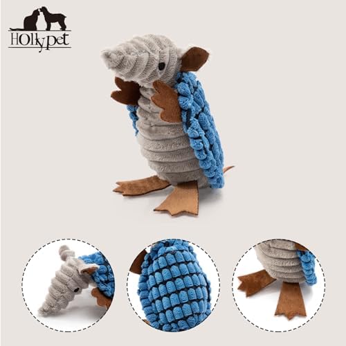 Hollypet Armadillo Squeaky Puppy Dog Toys for Small Medium Dogs, 6"