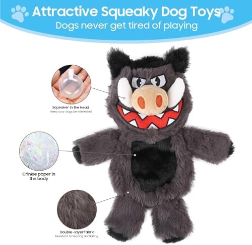 Bzonsmart Dog Squeaky Toys Plush Chew Toys for Small Medium Large Dogs
