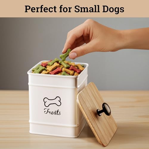Dog Treat Container with Airtight Bamboo Lid, 5"W x 7"H, 7 Cup Capacity