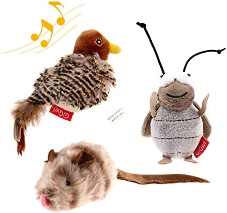 Gigwi 3 Pack Automatic Cat Toys, Interactive Squeaky Toys for Cats Play