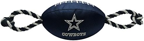 Pets First NFL Dallas Cowboys Football Dog Toy, Tough Quality Nylon Materials, Strong Pull Ropes, Inner Squeaker, NFL Team Color