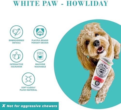 Haute Diggity Dog White Paw Can Plush Dog Toy, Drink Parody Chew Toys