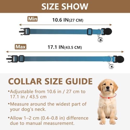 2 Pack Kitten Collar Blue Gradient Bell Collar for Small Dogs, Adjustable Length 10.6" to 17.1"