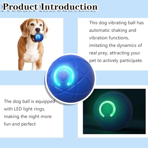 IRIDESCENT Interactive Dog Toys Dog Balls Activated Automatic Rolling Ball for Puppy Small Medium Dogs Smart Jumping Automatic Moving Bouncing and Rotating Ball Vibrating Keep Them Busy