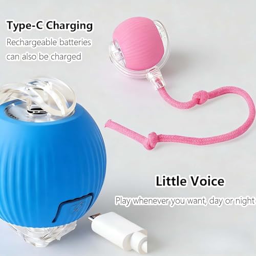 Interactive Rotating Cat Ball Toy, 360 Smart Rolling Ball Electric, Automatic Moving for Cats & Kittens (Pink)