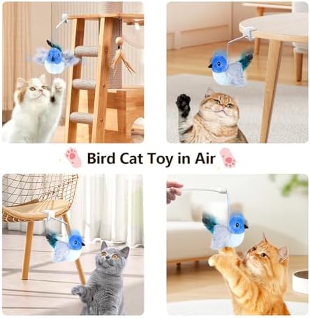 Migipaws Interactive Flapping Bird Cat Toy, Blue