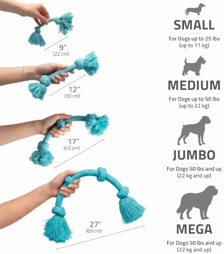 Playology Tug Rope Dog Toys for Large Dogs - Jumbo, Peanut Butter Scent