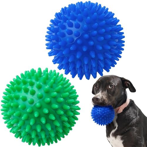 SHARLOVY 4.5'' Squeaky Dog Toy Balls for Large Breeds,Durable Spiky Ball