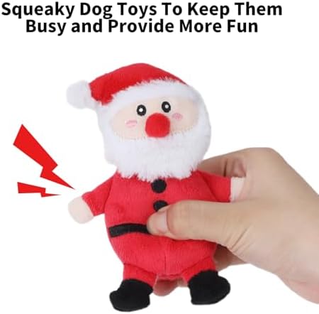 4 Pcs Christmas Dog Toys for Small Dogs Squeaky Small Dog Toys Durable Push Puppy Toys for Chewing Interactive with Crinkle Paper for Small Medium Dogs