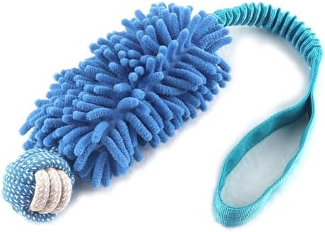Puppy Toys Squeak Plush With Ropes Knots for Fun and Teeth Cleaning, Tug of War, Chew Toys for Training Small, Large Dogs (Blue, Dog Bite Ball Toy)
