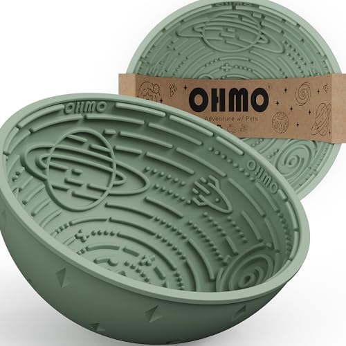 OHMO Slow Feeder Bowl & Lick Mat for Dogs, Galaxy Design, 6.3", Sage Green