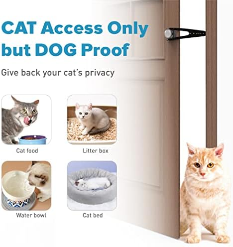 Neobay Cat Door Latch with Stabilizer, 7 Sizes Adjustable Cat Door Holder Latch to Keep Dog Out of Litter Box, Economical Alternative of Pet Gates and Interior Pet Door, Black, 1 Pack