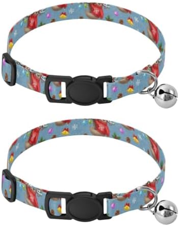 Cute Sloth Red Hat Kitten Collar 2 Pack Soft Polyester Pet Collar Adjustable 10.6 to 17.1 Inches