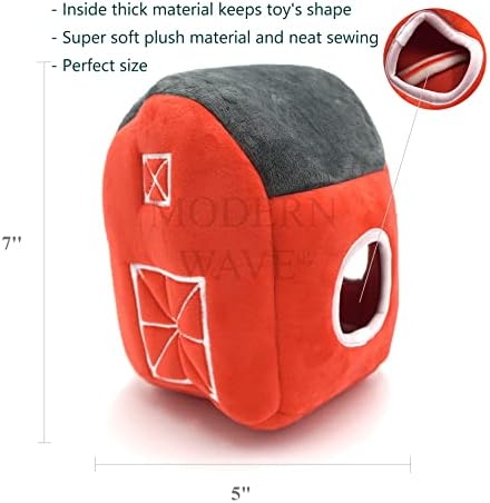 MODERN WAVE - Interactive Squeaky Plush Hide and Seek Squirrel Type Puzzle Toy for Dogs, Medium/Large Size (Farm and Ducks)