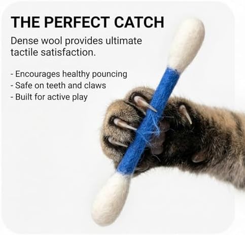 Glaciart One Wool Cat Toy Set with Organic Catnip | Interactive Cat Toys for Play, Exercise & Boredom Relief | Mouse, Lizard & Swabs
