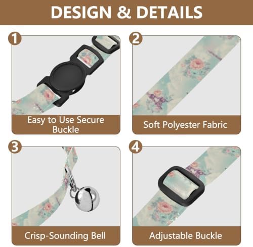 Eiffel Tower Collar for Puppy, 2 Pack Cat Collar with Bell