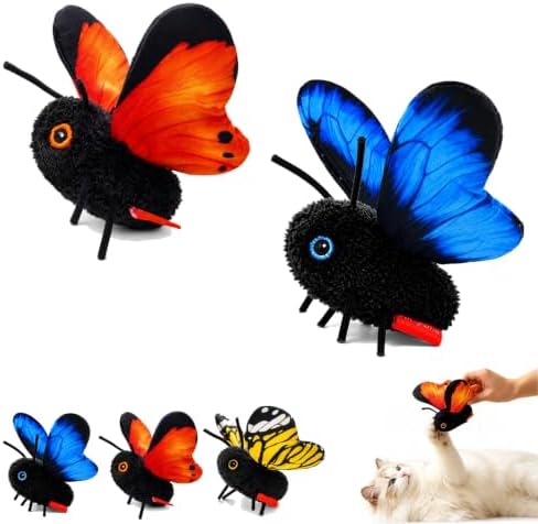 Smart Sensing Flapping Butterfly Toy Interactive Cat Teaser Toy，2pcs AB