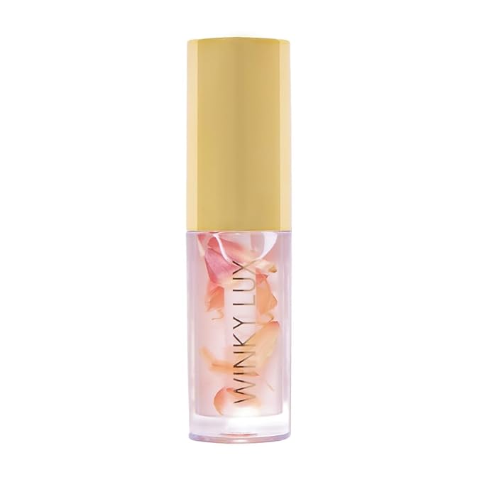 Winky Lux Flower Petal Lip Oil - Silky Shine & Hydrating Non Sticky Lip Gloss, Infused with Real Flower Petals & Nourishing Jojoba Oil, with Soft Vanilla Scent