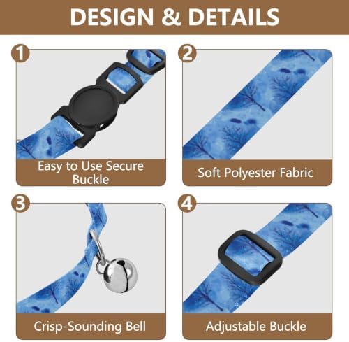 Watercolor Sky Blue Kitten Bell Collar 2 Pack Dog Collar Adjustable Length 10.6" to 17.1"