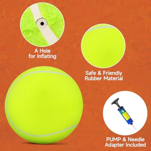 QDAN Giant Large Tennis Ball for Dogs: 9.5" Premium Balls for Dog for Outdoor Play Chasing, Big Tennis Ball Dogs Toy, Tennis Ball for Small Medium Large Dogs, Pet Ball Birthday, Yellow