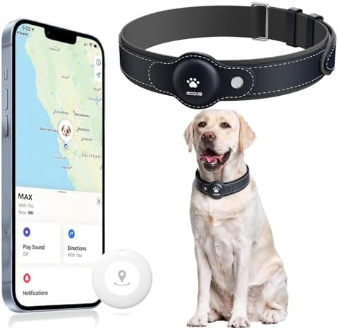 GPS Tracker for Dogs, 2 in 1 Smart Pet Collar (Only iOS), No Monthly Fee Waterproof Dog Collar with Real-time Tracking, Anti-Lost, 365-Day Long Battery GPS Tracker for All Sized Dogs(Locator Included)