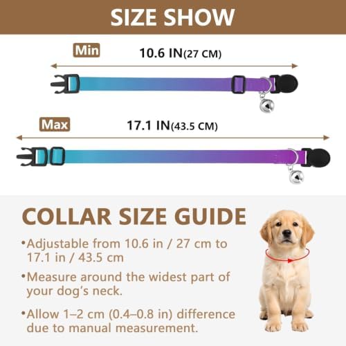 Turquoise Blue Purple Gradient Easy to Wear Dog Collar 2 Pack Collar for Cats
