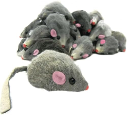 5Pcs Gray Fur Rattle Mouse Cat, Interactive Pet Play Mice, Animal for Cats, Pet Supplies
