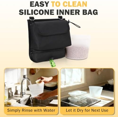 Dog Treat Pouch with 2-Cup Silicone Liner Pet Training Fanny Pack