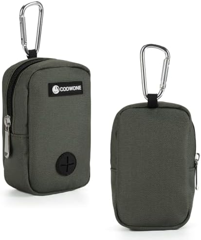 Dog Treat Pouch for Training, Portable Dog Walking Bag Built in Poop Dispenser, Pocket Sized Pet Pouches, Doggie Puppy Snack Rewards Bag,Treat Carrier Holder with Clip (Army Green)
