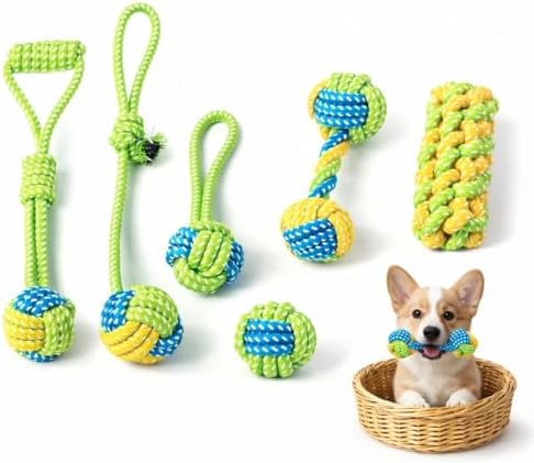 6 Pack Rope Toys for Dogs Aggressive Chewers, Prevents Boredom and Dental Cleaning for All Dog Sizes, Cotton Dog Tug Rope Toy for Instinctual Play, Exercise, and Training
