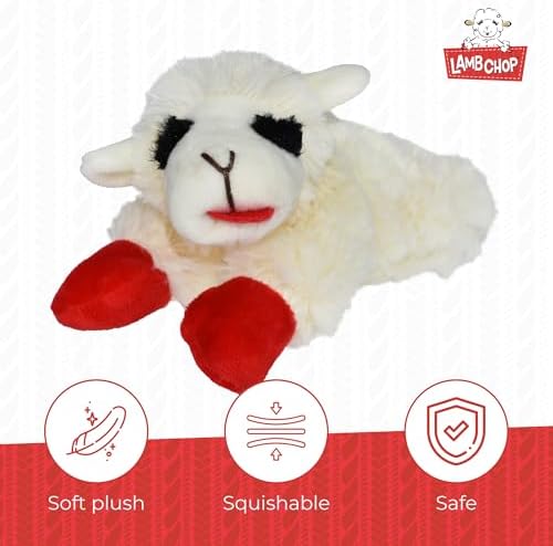 Multipet Lamb Chop Dog Plush Toy-Squeaky Toy for All Dogs - Extra Soft Plush - Stuffed Animal Dog Toy for Cuddling & Playing - Cute Pet-Toy (6", Cream) (Pack of 2)