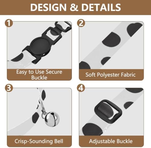 Black and White Polka Dots Kitten Collar with Bell 2 Pack Small Dog Collar Adjustable 10.6 to 17.1 Inches
