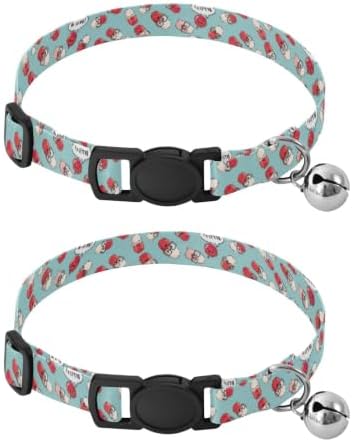 2 Pack Pet Collars Cute Cartoon Capsules Collar with Bell for Dog Puppy, Adjustable 10.6 to 17.1 Inches