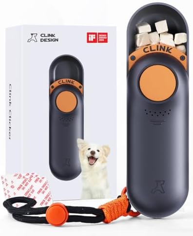 Clink Design 2-in-1 Dog Clicker for Training with Treat Storage, Black
