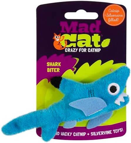 Mad Cat Shark Biter Ocean Themed Catnip and Silvervine Cat Toy, Pack of 1