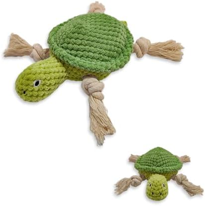 Cute Marine Animal Dog Squeaker Chew Toys, Interactive, Green Turtle