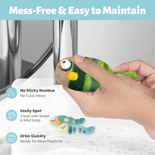 Woolbuddy Wool Cat Toys (Fish 3 PCS) Catnip-Free Kick Toys for Cats Kittens