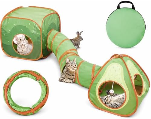 Rypet Cat Toy Tunnel and Cubes Bundle, Play Tubes for Indoor Cats, Green