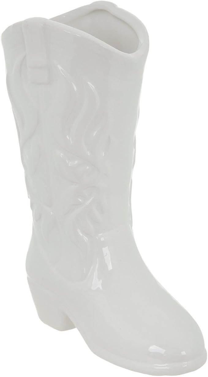Hobby Lobby Boot Vase Faux Florals, White, 8" H x 5.5" W x 3" D, Set of 2 | Centerpiece Weddings Baby Shower Party, Home Office Decor