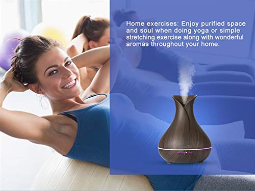 Essential Oil Diffuser Tulip Dark Wood Diffuser LED Advanced Cool Mist Humidifier 14 Color LED Night Light - Our Best Wood Grain - Birthday Gifts & Housewarming Gifts