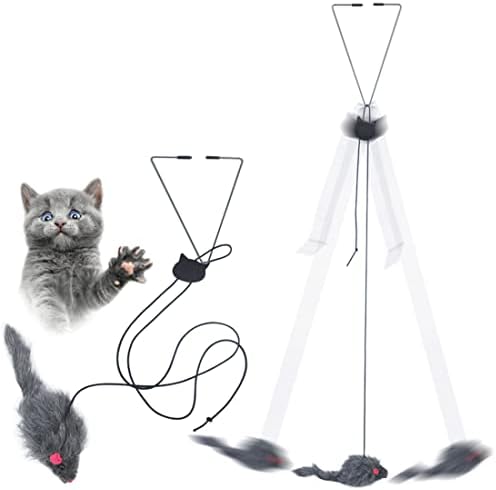Kalimdor Interactive Cat Feather Toys,Retractable Teaser Toy ，Hanging Interactive Toys for Indoor Cats Kitten Play Chase Exercise, Kitten Mental Exercise Toys (2 Pack)