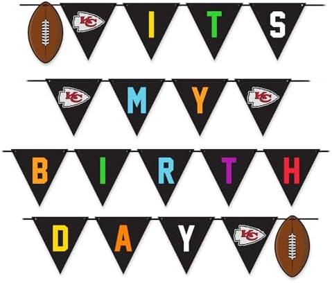 NFL Kansas City Chiefs Birthday Party Banner Licensed Football Team Dog & Cat Birthday Decoration, NFL Dog Birthday Party Set and Costume, Football Fan Pet Party Supplies, Team-Themed Pawty Celebration Backdrop for Birthday Photos