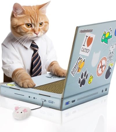 Suck UK - Cat Laptop- Cat Scratching Board - Cardboard Scratchers- Scratch Pad & Kitten Scratching Mat - Funny Furniture - Interactive Toy & Kitten Toys Gifts Cats