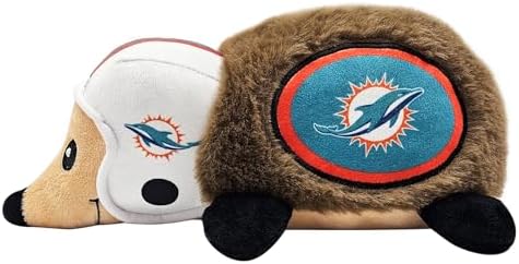 NFL Miami Dolphins Plush Hedgehog Toy for Dogs & Cats, Cool Soft Pet Toy for Fun and Interactive Play, Dog Chew Toy with Squeaker, Licensed Hot Pet Toy