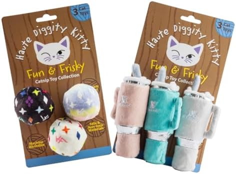 Haute Diggity Kitty Vuiton Monogram Balls+Snuggly Cups, Soft Plush Cat Toys