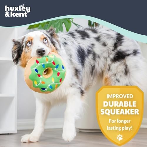 Huxley & Kent Power Plush Squeaky Dog Toy, Lit Donut, Large