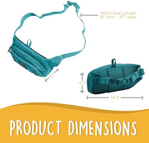 CANINE CANYON Stella Dog Walking Waist Belt Bag, Teal | Hands-Free Storage for Treats, Phone & Essentials