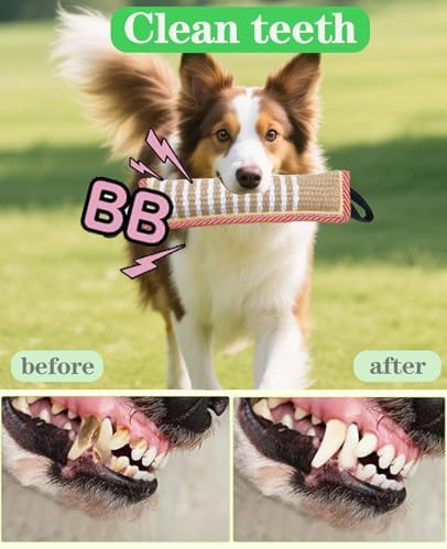 Clysoru Squeaky Tug Toy for Dogs Jute with 2 Strong Handles Lasting Training Equipment Puppy to Large Dog Interactive Toys of War Pull Indestructible Rope Pet Crinkle Teething